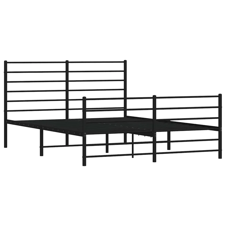 Cadre de lit métal sans matelas avec pied de lit noir 150x200cm - 4