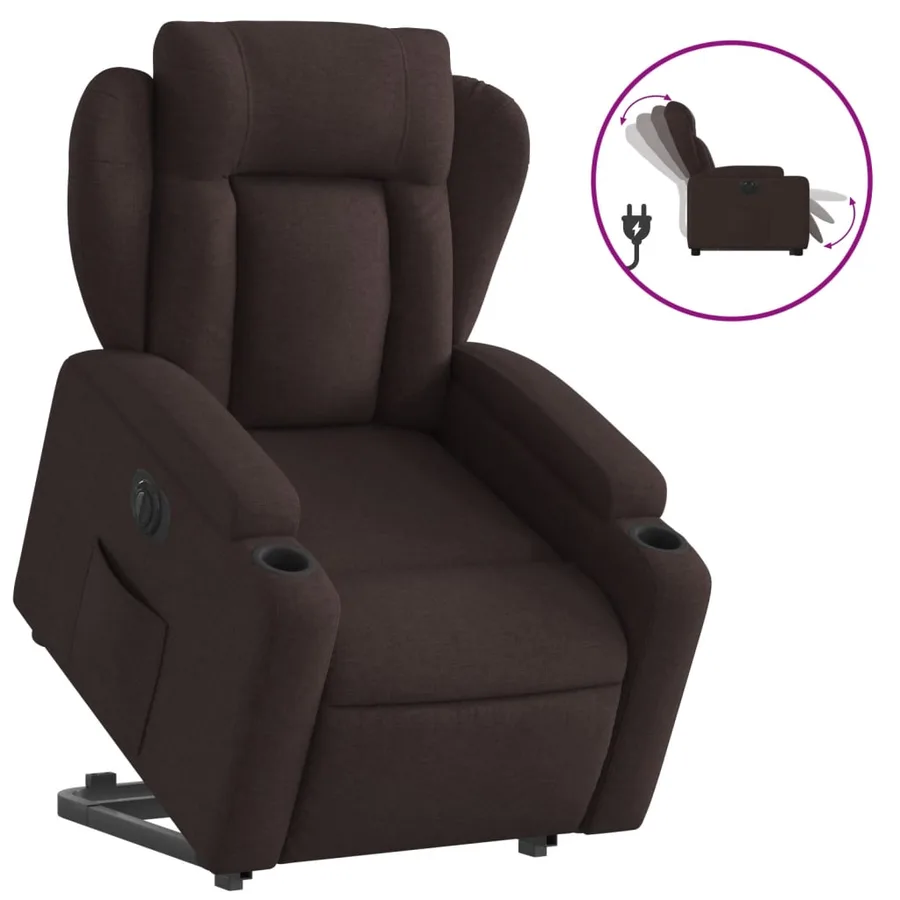 Fauteuil inclinable électrique marron foncé tissu - 2