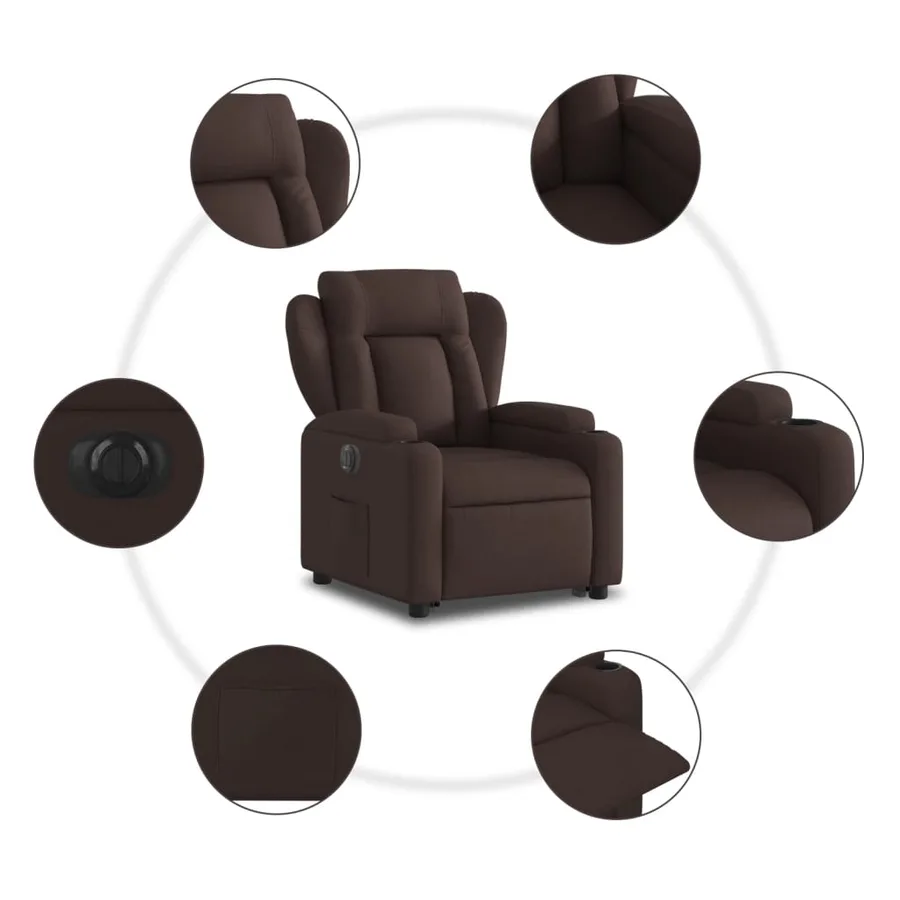 Fauteuil inclinable électrique marron foncé tissu - 8
