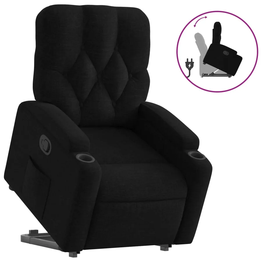Fauteuil inclinable noir tissu - 6