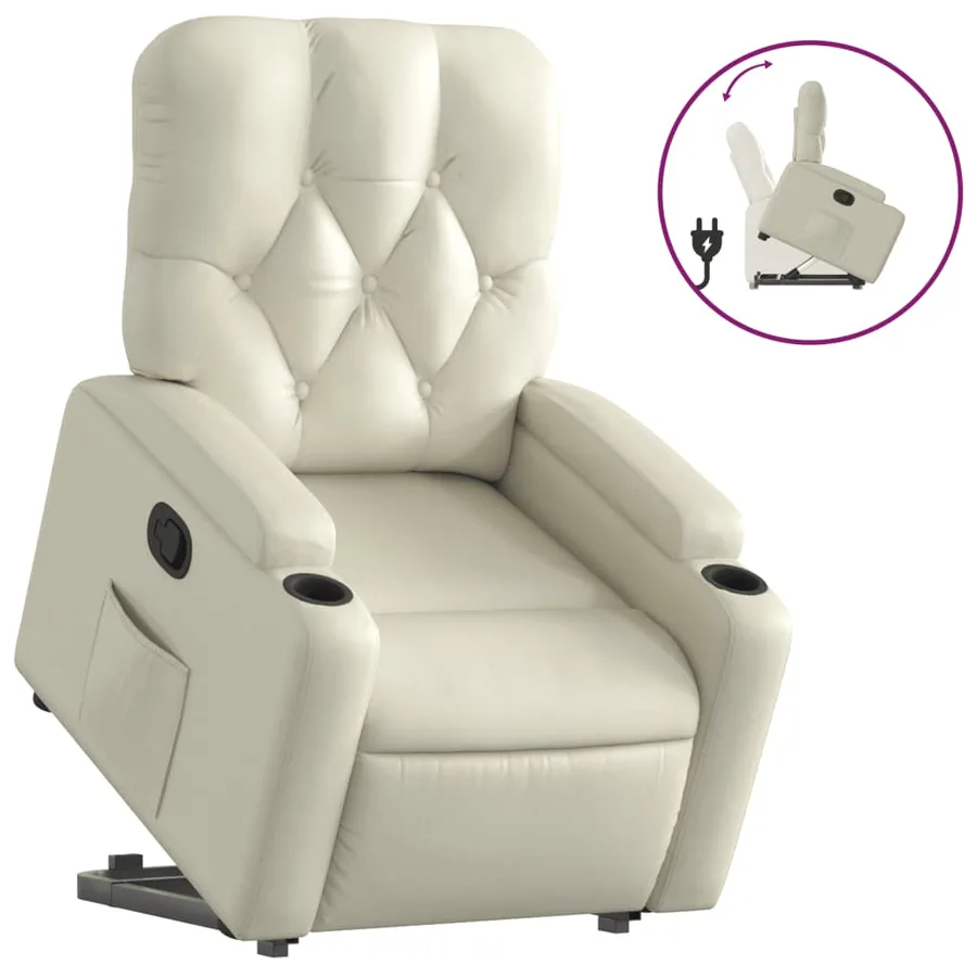Fauteuil inclinable Crème Similicuir - 2