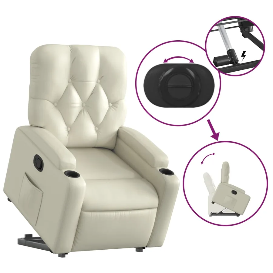 Fauteuil inclinable Crème Similicuir - 6