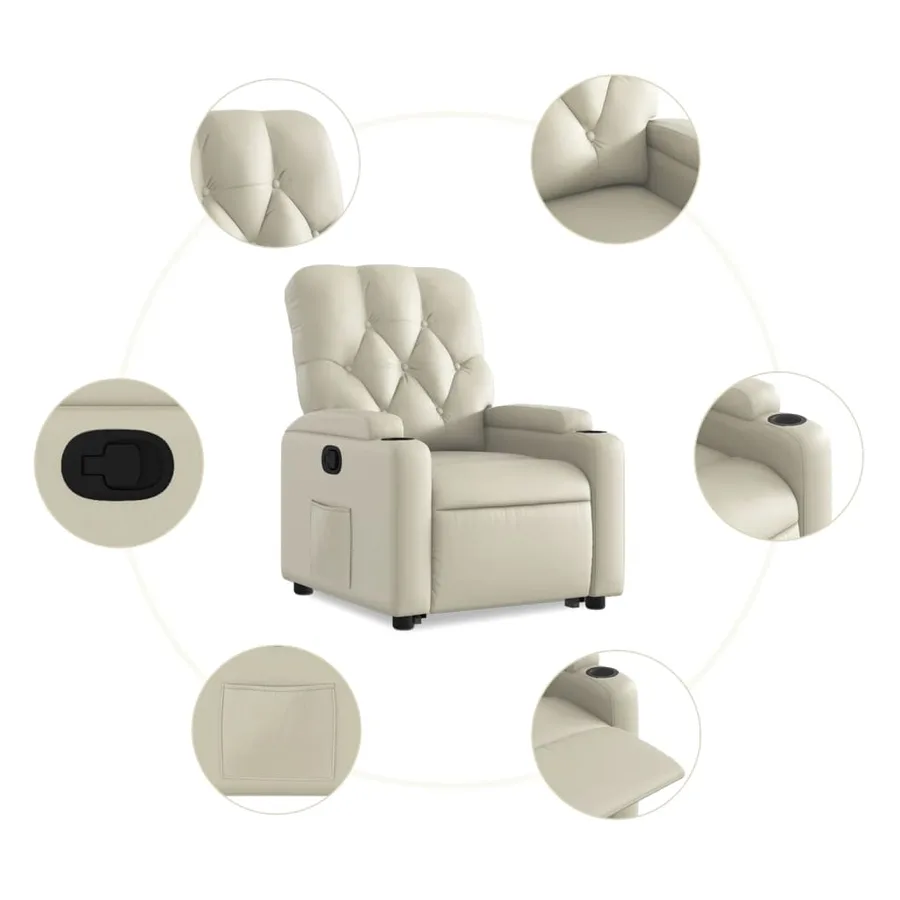 Fauteuil inclinable Crème Similicuir - 8