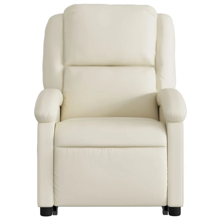 Fauteuil inclinable de massage électrique crème similicuir - 9