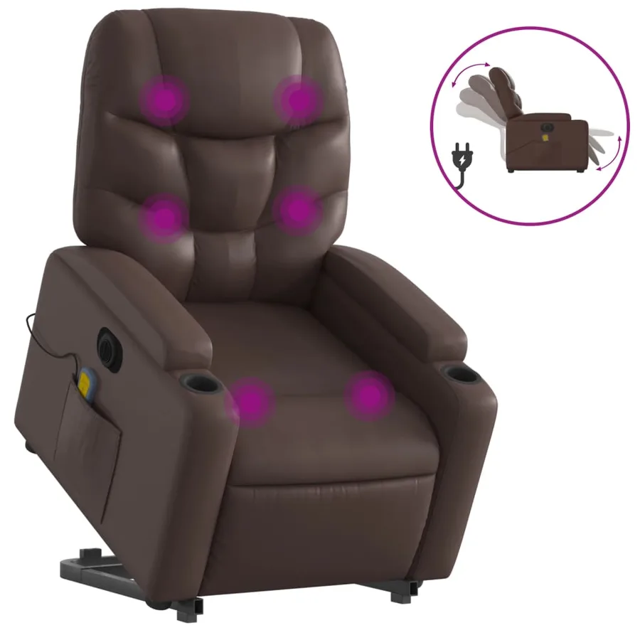 Fauteuil inclinable de massage électrique marron similicuir - 2