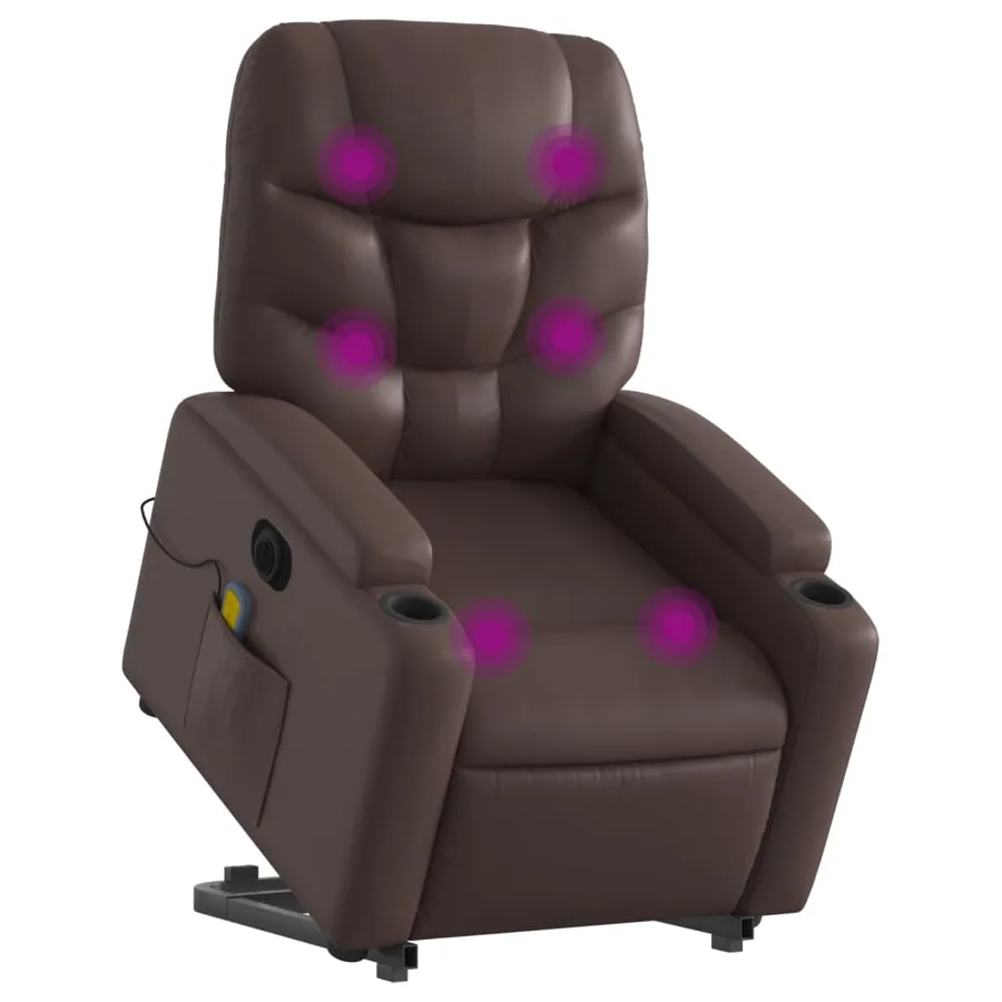 Fauteuil inclinable de massage électrique marron similicuir - 3