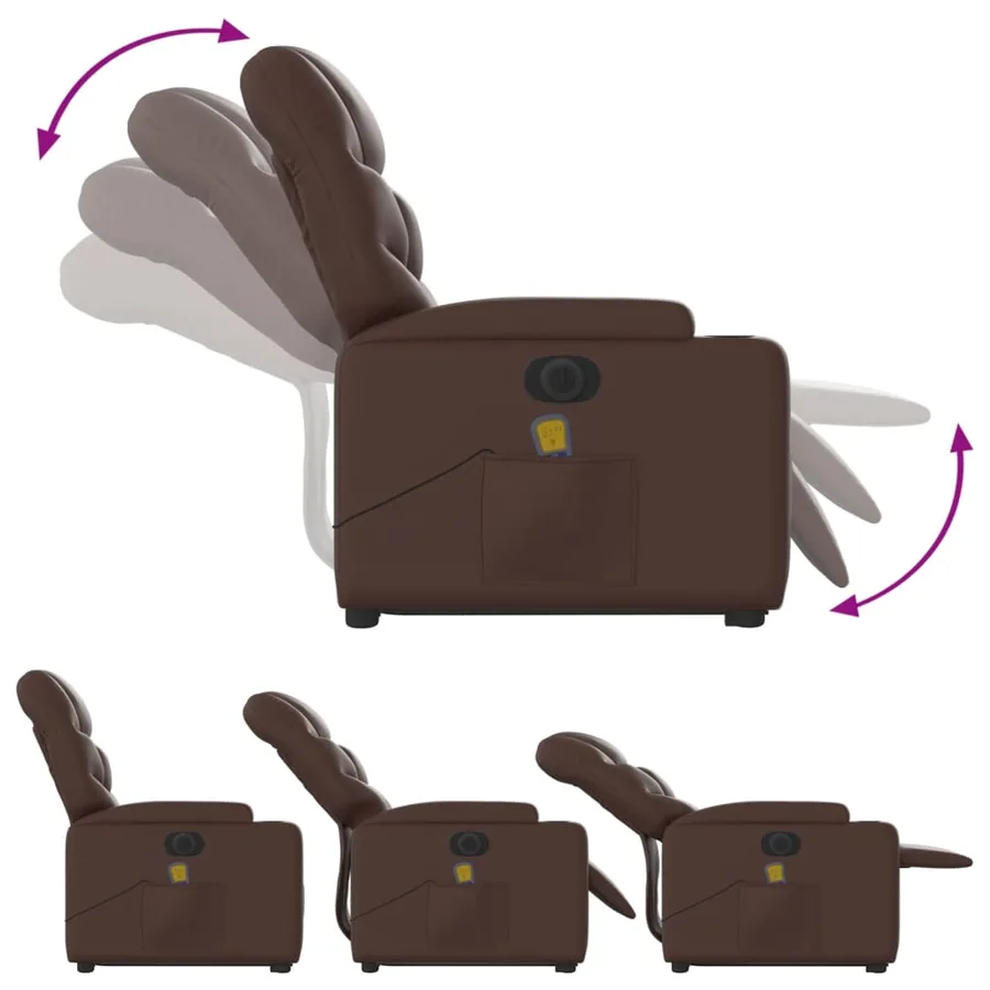 Fauteuil inclinable de massage électrique marron similicuir - 7