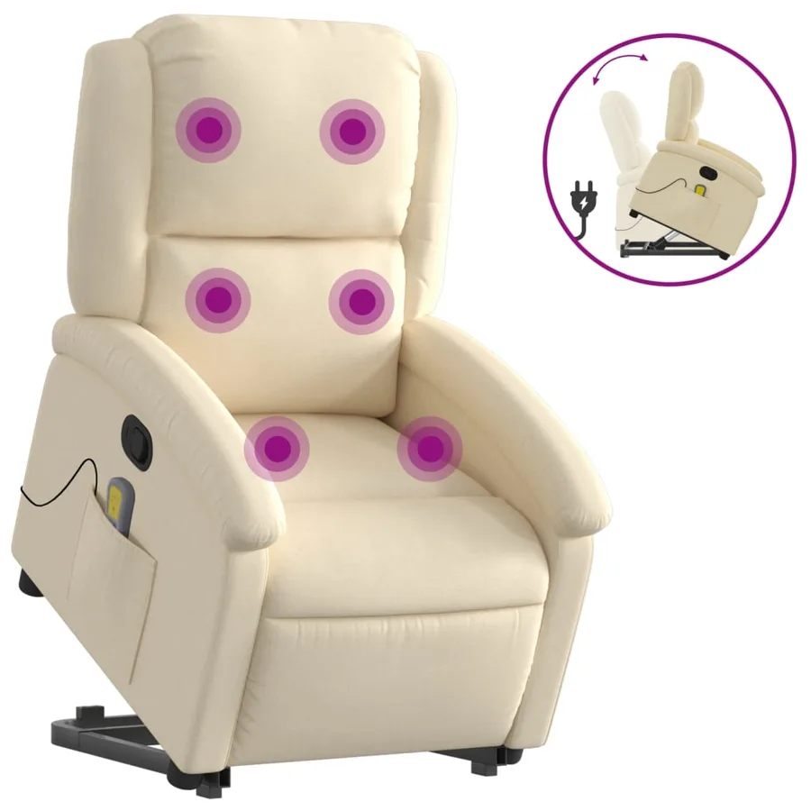 Fauteuil inclinable de massage Crème Tissu - 2
