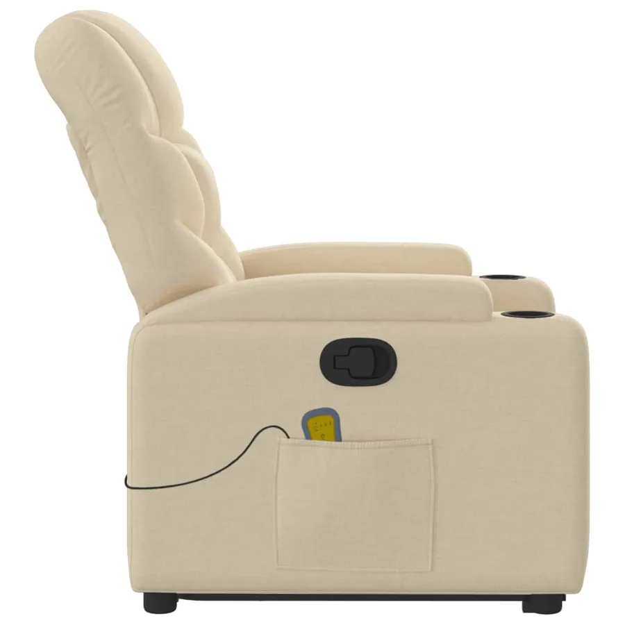 Fauteuil inclinable de massage Crème Tissu - 10