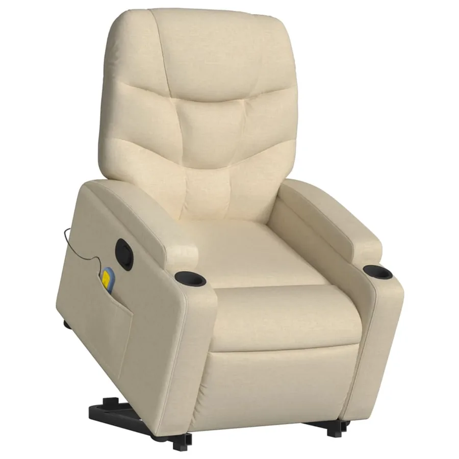Fauteuil inclinable de massage Crème Tissu - 3