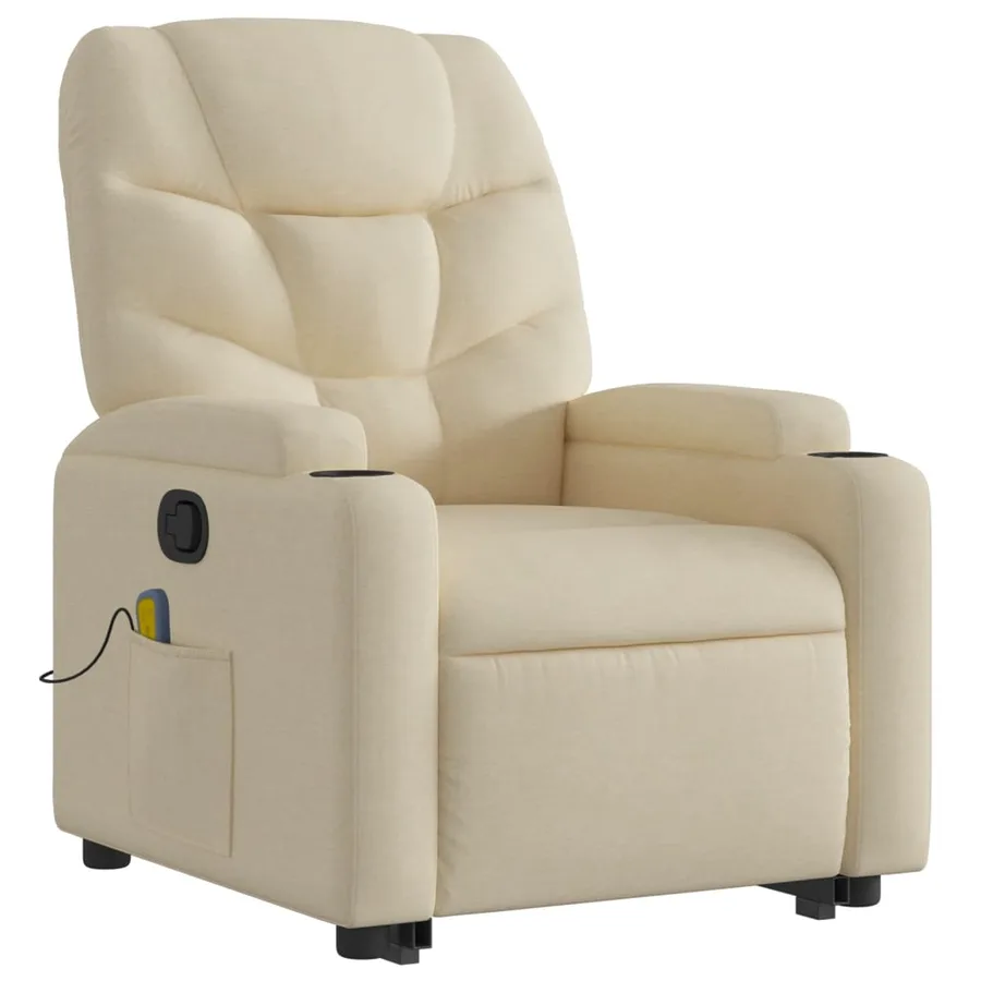 Fauteuil inclinable de massage Crème Tissu - 4