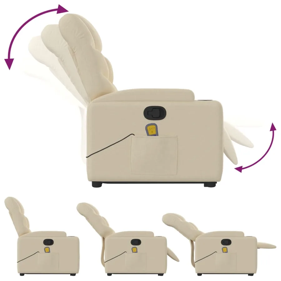 Fauteuil inclinable de massage Crème Tissu - 7