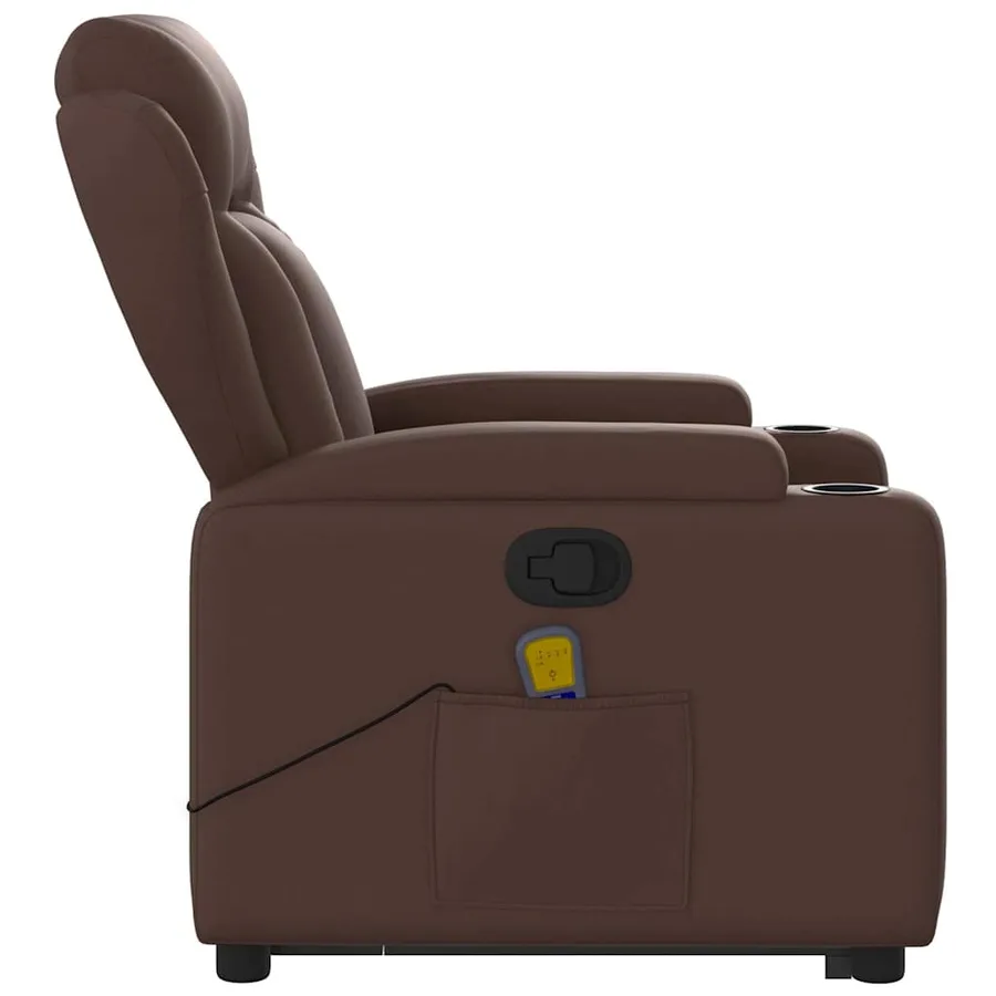 Fauteuil inclinable de massage Marron Similicuir - 10