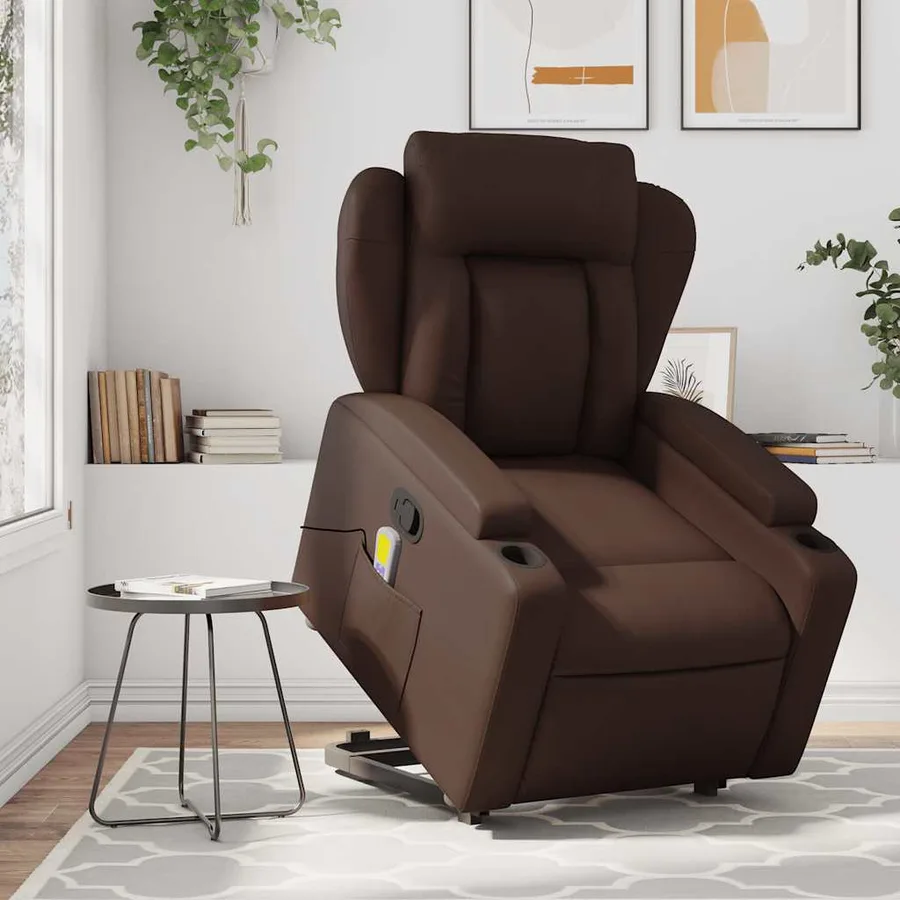 Fauteuil inclinable de massage Marron Similicuir - 16