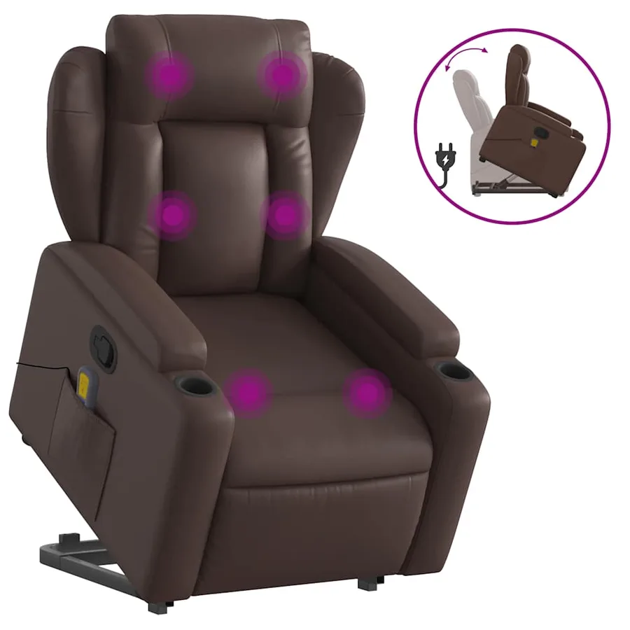 Fauteuil inclinable de massage Marron Similicuir - 2