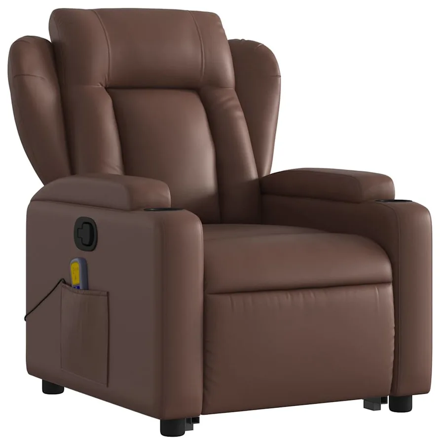 Fauteuil inclinable de massage Marron Similicuir - 4