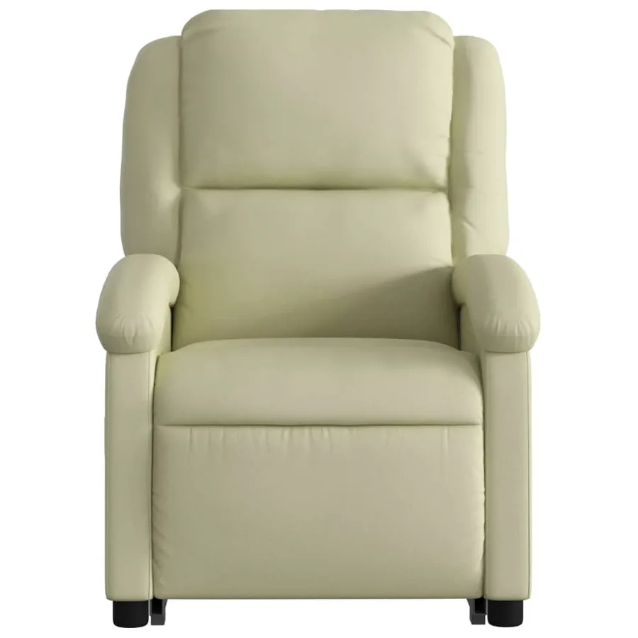 Fauteuil inclinable de massage électrique crème cuir véritable - 9