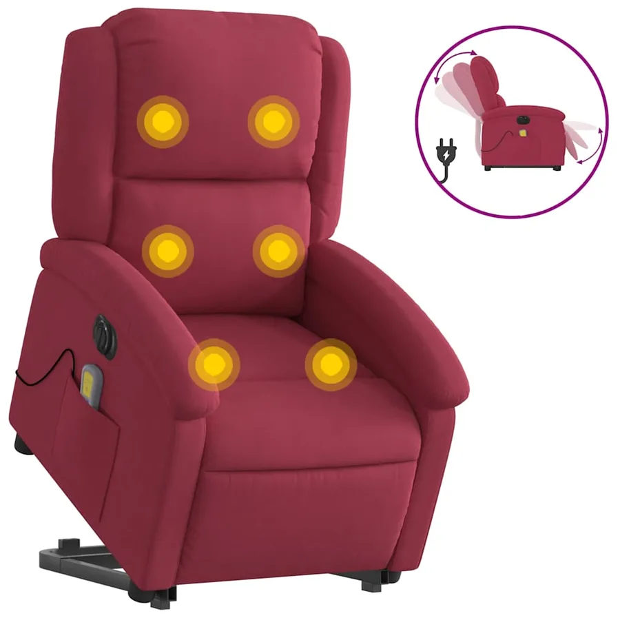 Fauteuil inclinable de massage électrique rouge bordeaux - 2