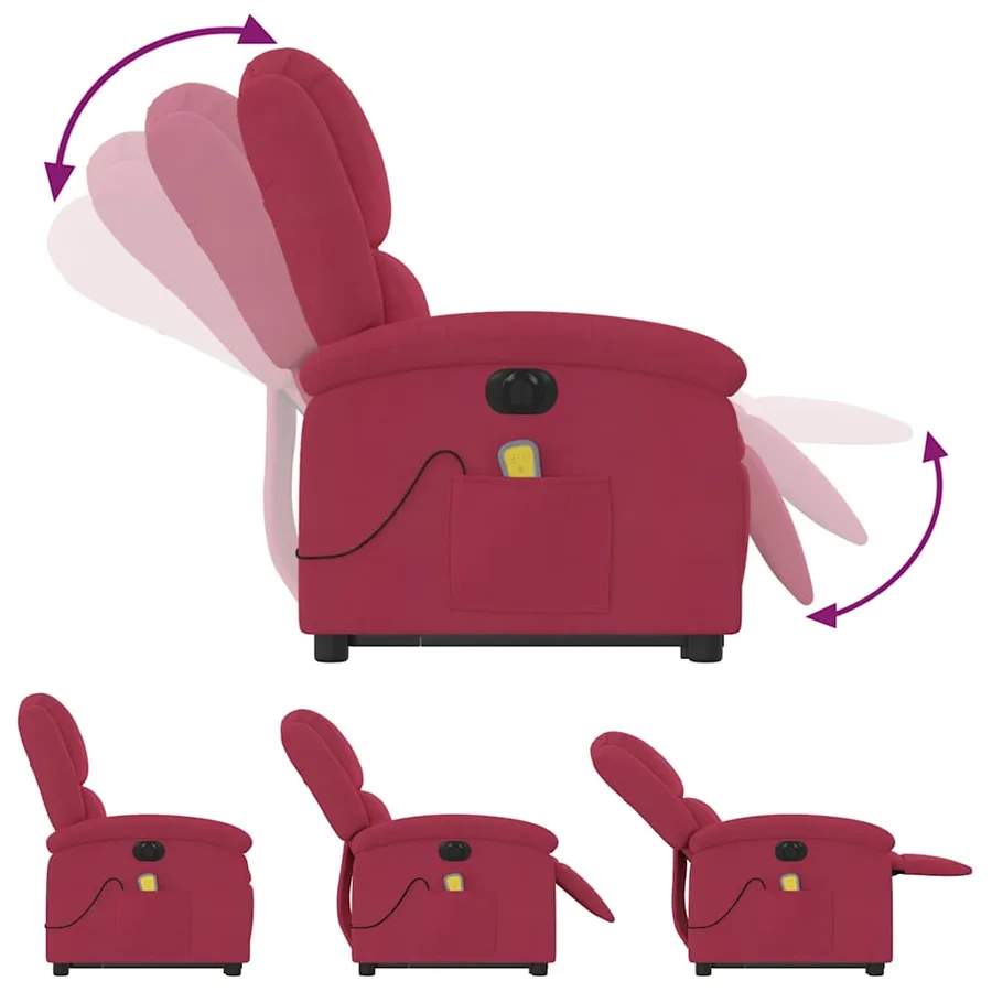 Fauteuil inclinable de massage électrique rouge bordeaux - 7