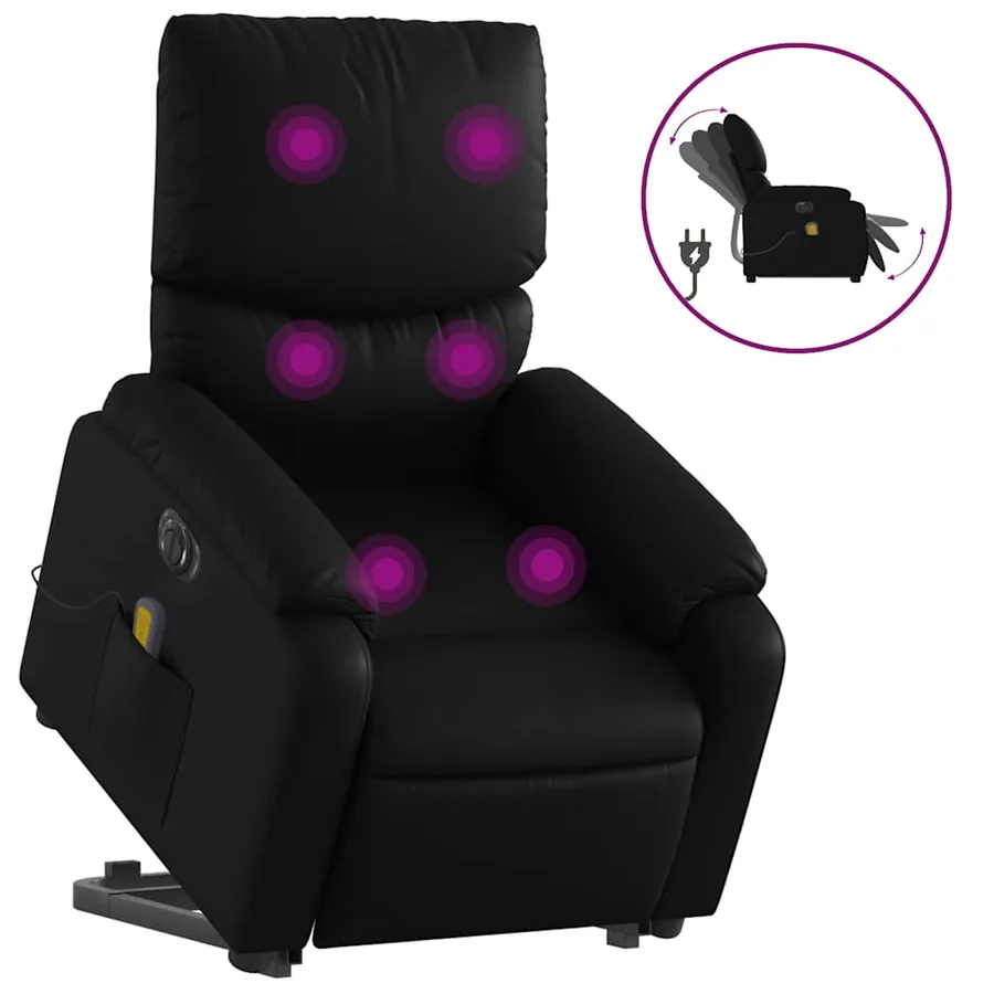 Fauteuil inclinable de massage électrique noir similicuir - 2