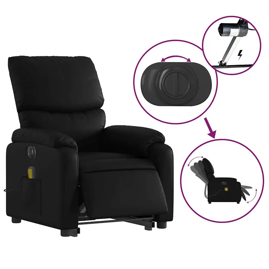 Fauteuil inclinable de massage électrique noir similicuir - 6