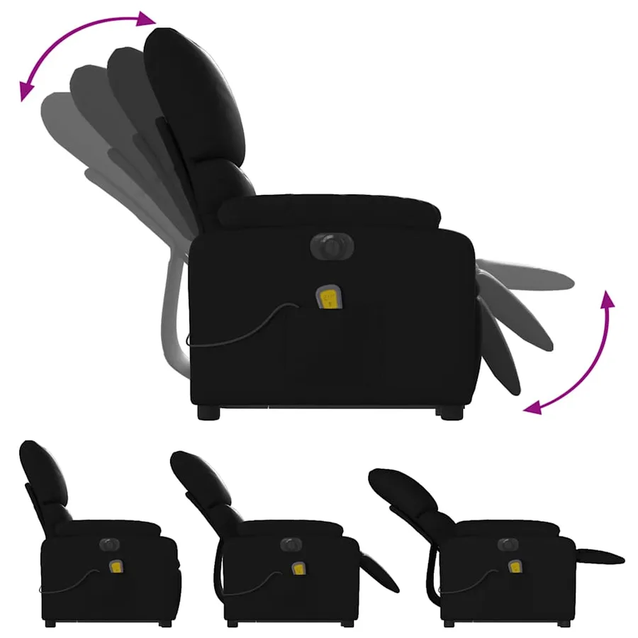 Fauteuil inclinable de massage électrique noir similicuir - 7