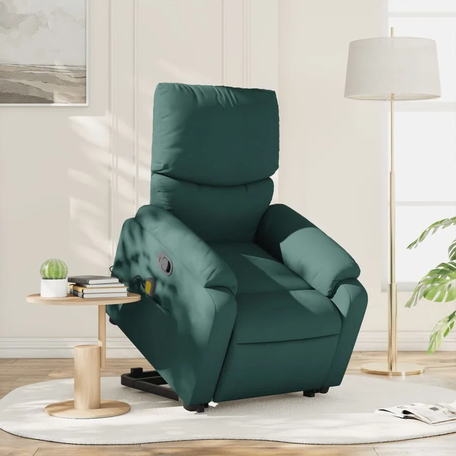 Fauteuil inclinable de massage Vert foncé Tissu - 16