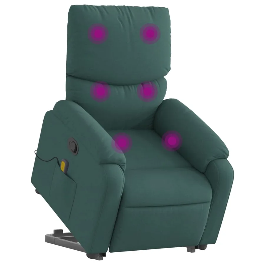 Fauteuil inclinable de massage Vert foncé Tissu - 3