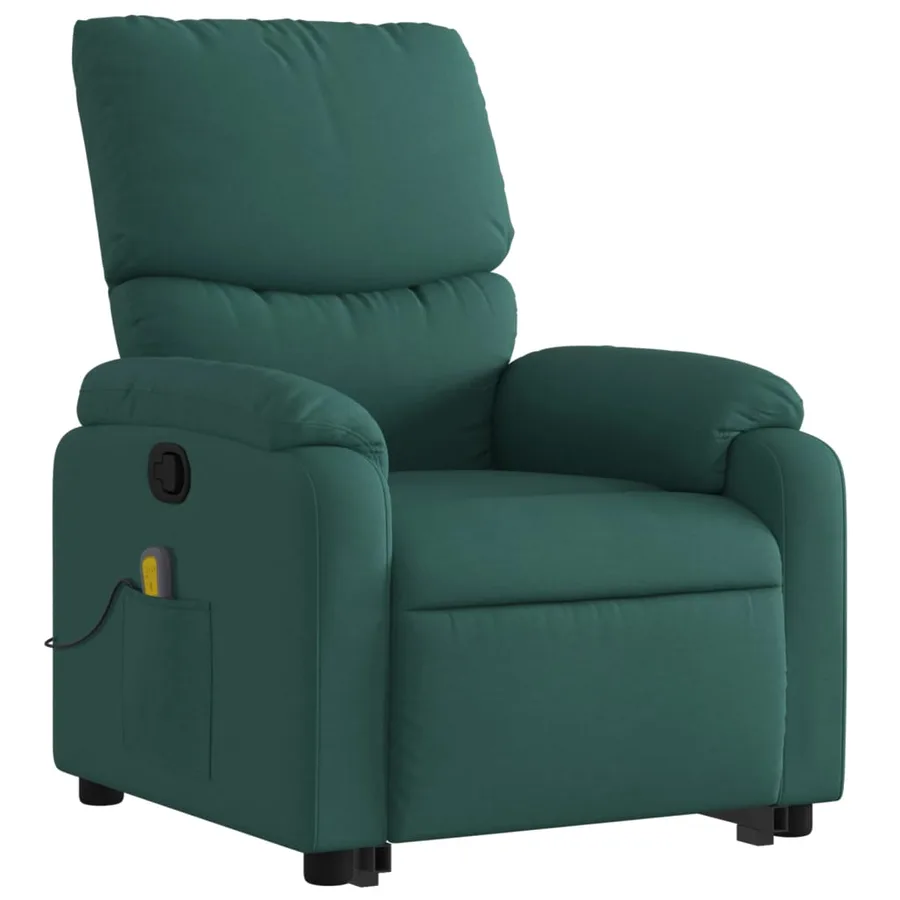 Fauteuil inclinable de massage Vert foncé Tissu - 4