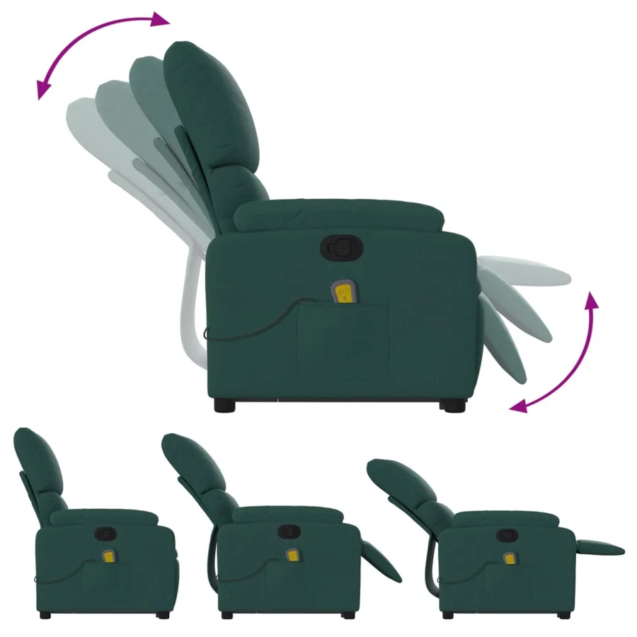 Fauteuil inclinable de massage Vert foncé Tissu - 7