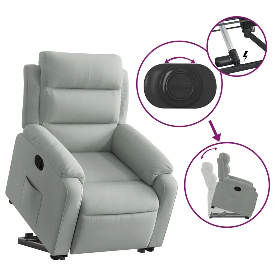 Fauteuil inclinable Gris clair Velours - 5