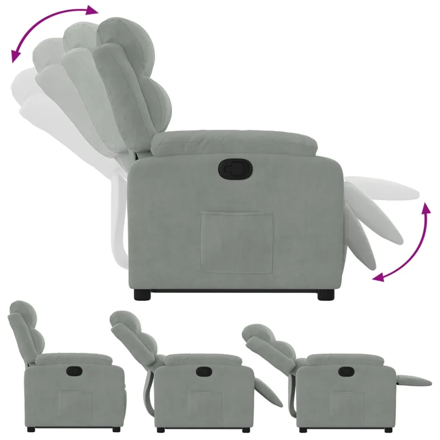 Fauteuil inclinable Gris clair Velours - 6