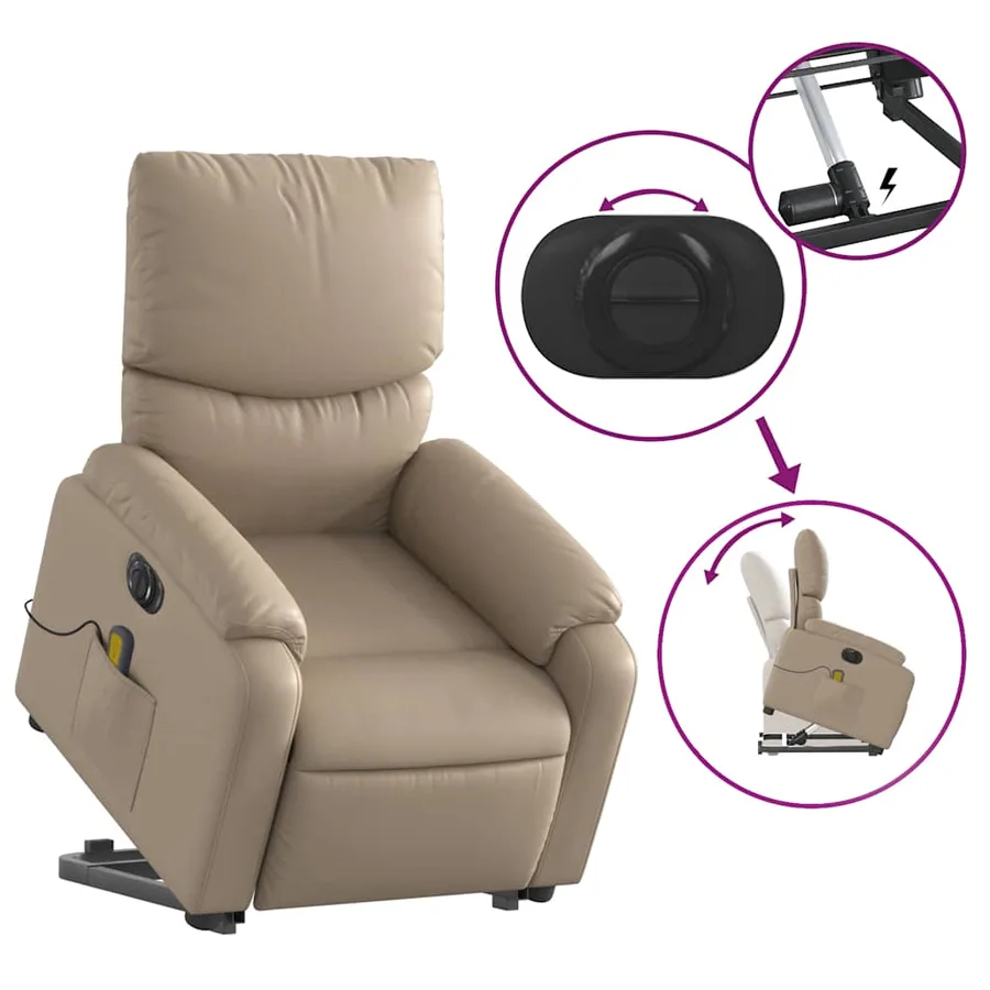 Fauteuil inclinable de massage électrique cappuccino similicuir - 11