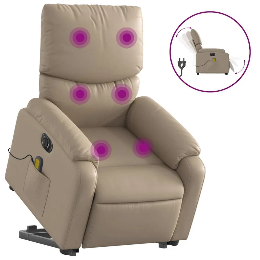 Fauteuil inclinable de massage électrique cappuccino similicuir - 2