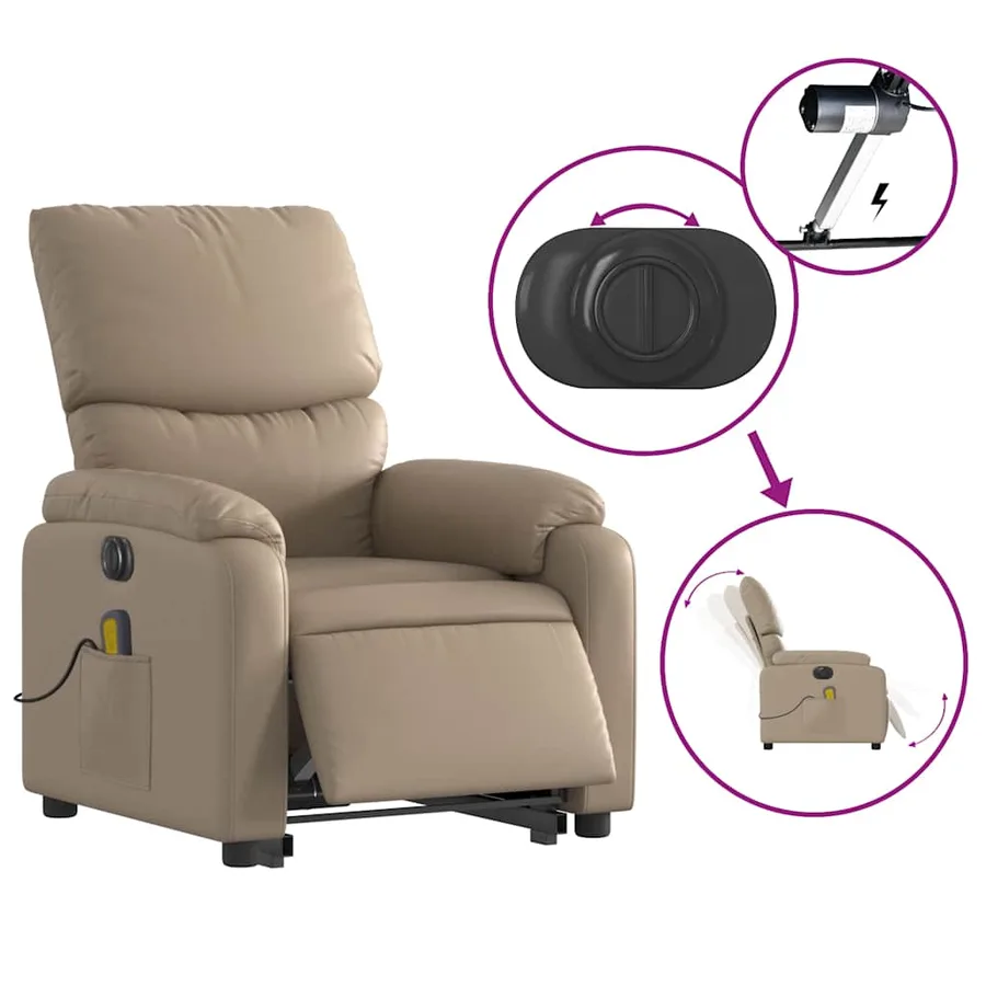 Fauteuil inclinable de massage électrique cappuccino similicuir - 6
