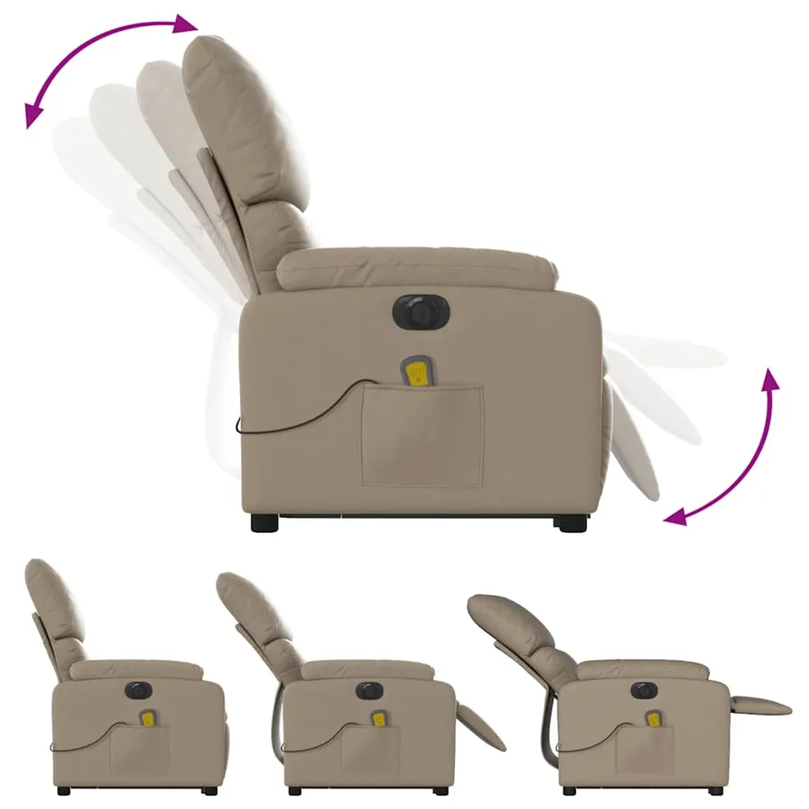 Fauteuil inclinable de massage électrique cappuccino similicuir - 7