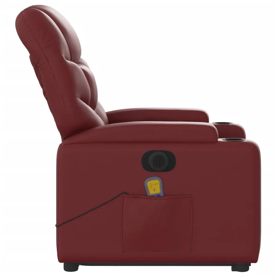 Fauteuil inclinable de massage électrique rouge bordeaux - 10