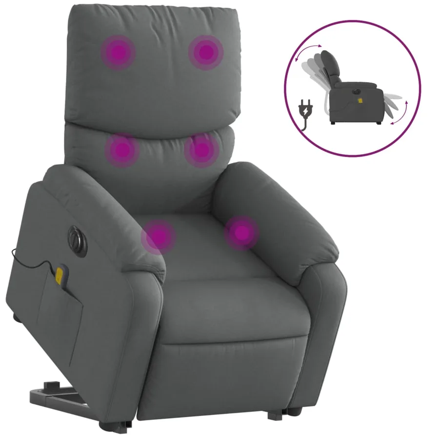 Fauteuil inclinable de massage électrique Gris foncé Tissu - 2