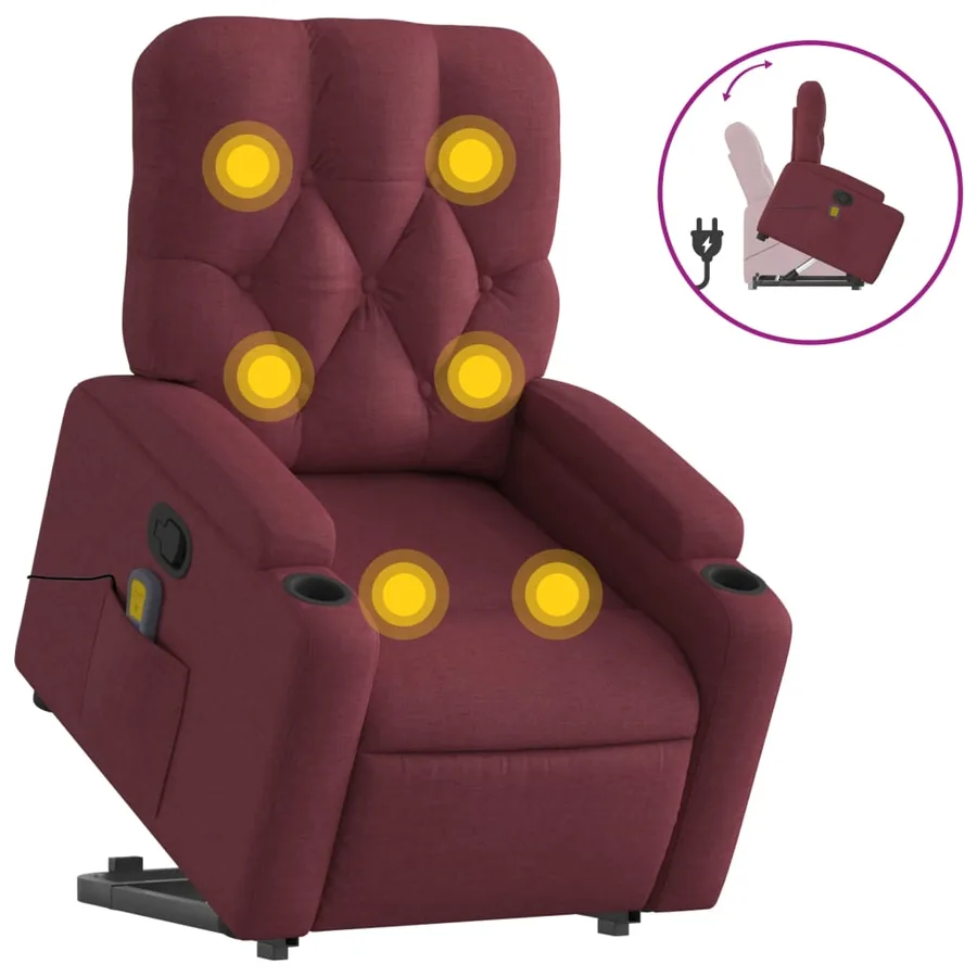 Fauteuil inclinable de massage Rouge bordeaux Tissu - 2