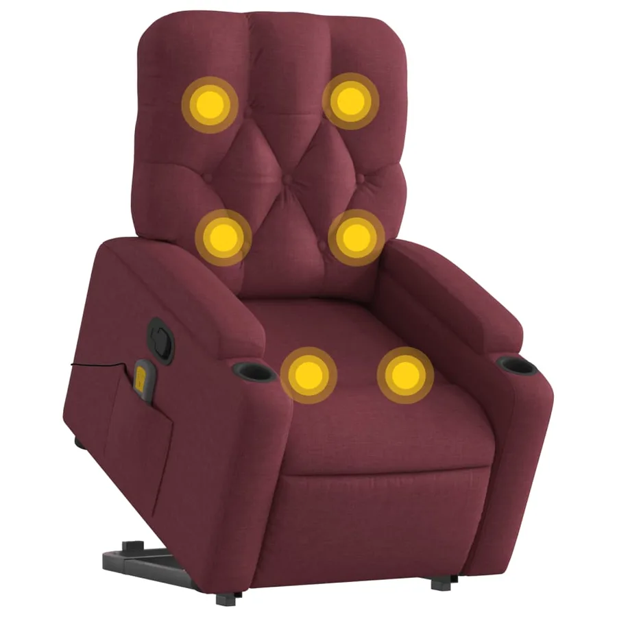 Fauteuil inclinable de massage Rouge bordeaux Tissu - 3