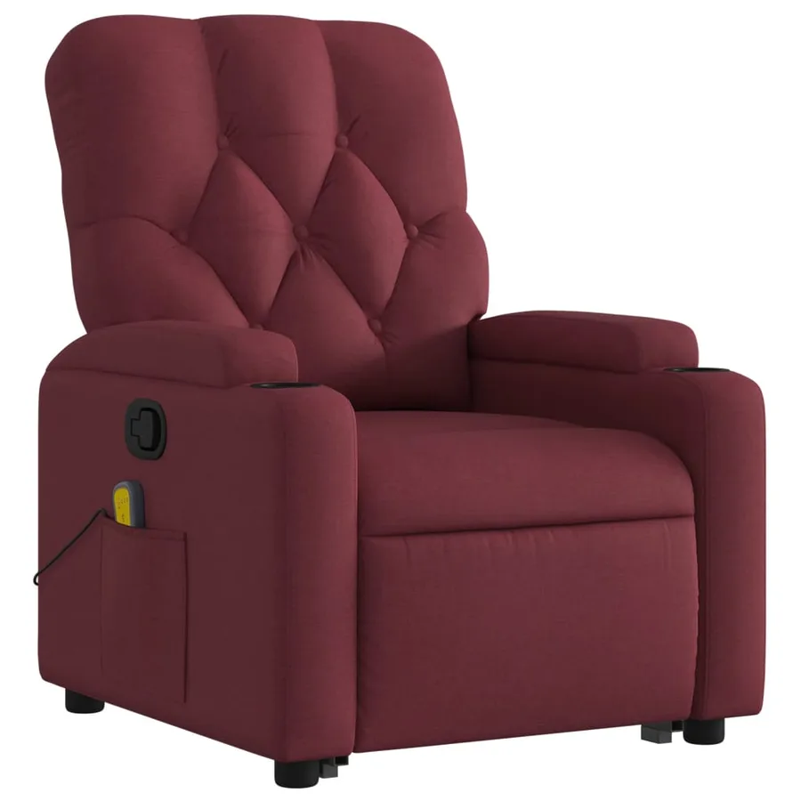 Fauteuil inclinable de massage Rouge bordeaux Tissu - 4