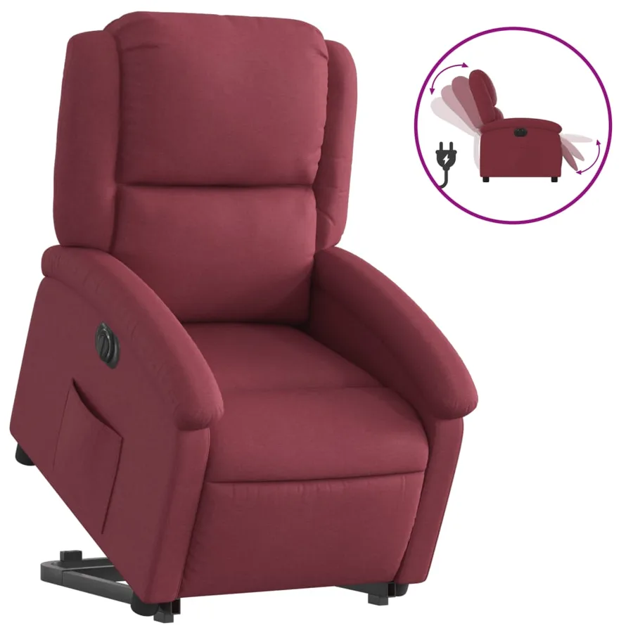 Fauteuil inclinable électrique rouge bordeaux tissu - 2