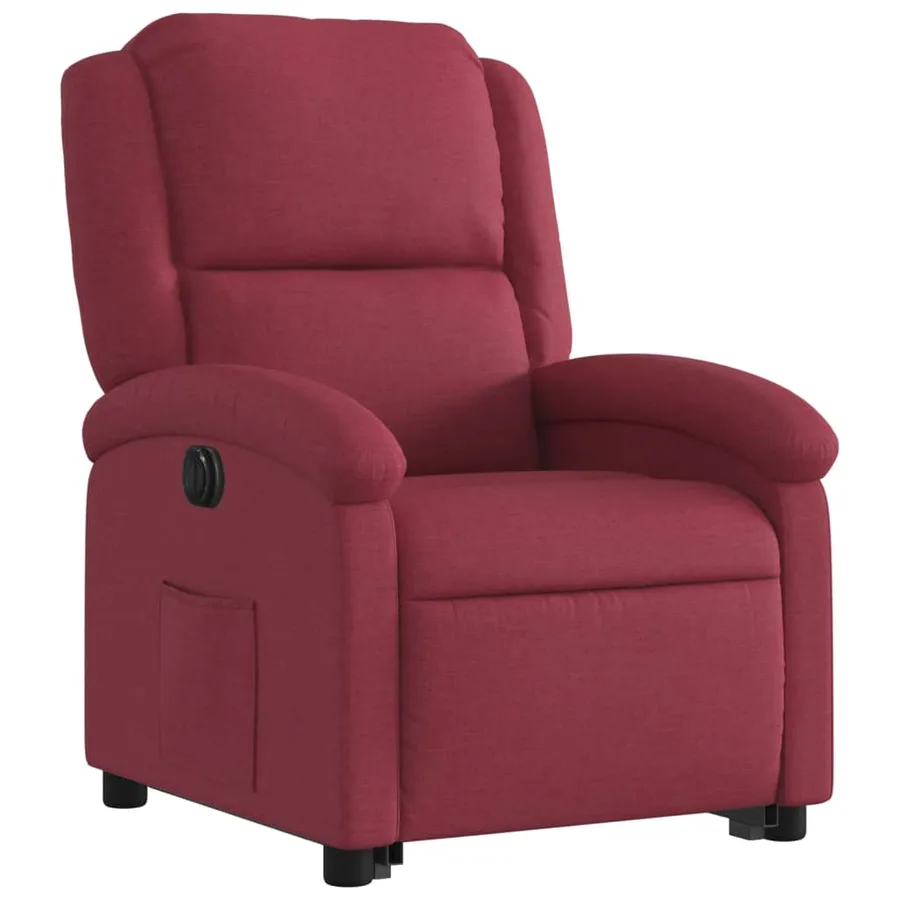 Fauteuil inclinable électrique rouge bordeaux tissu - 4
