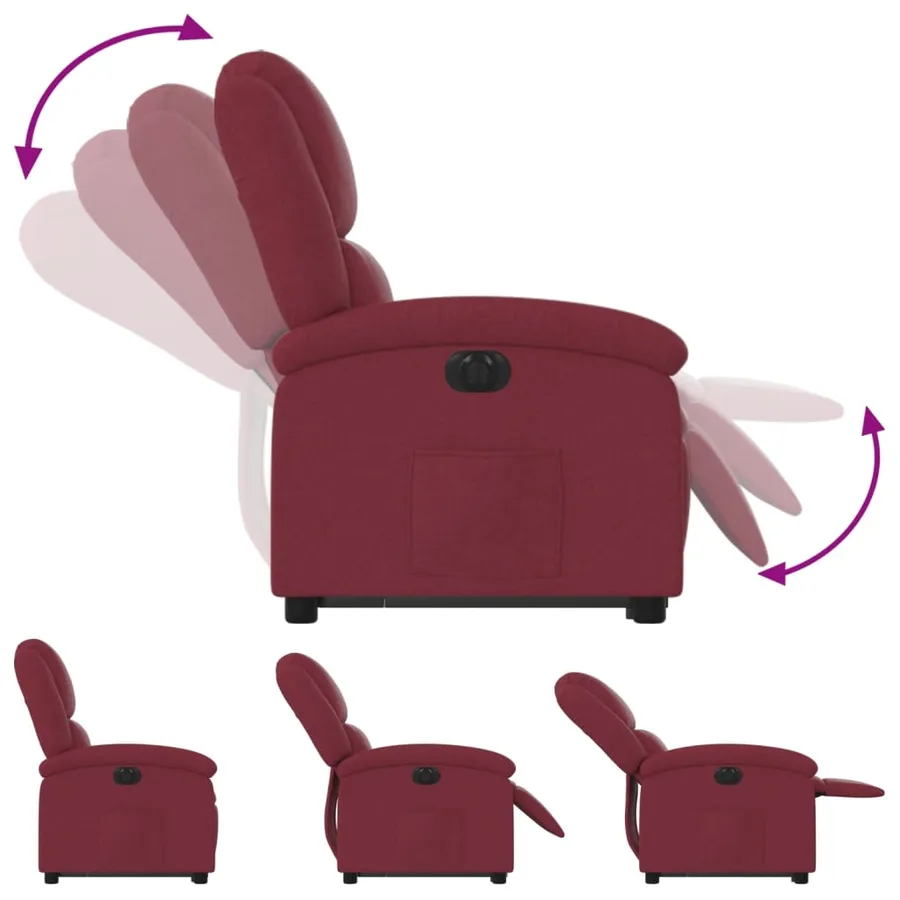 Fauteuil inclinable électrique rouge bordeaux tissu - 7