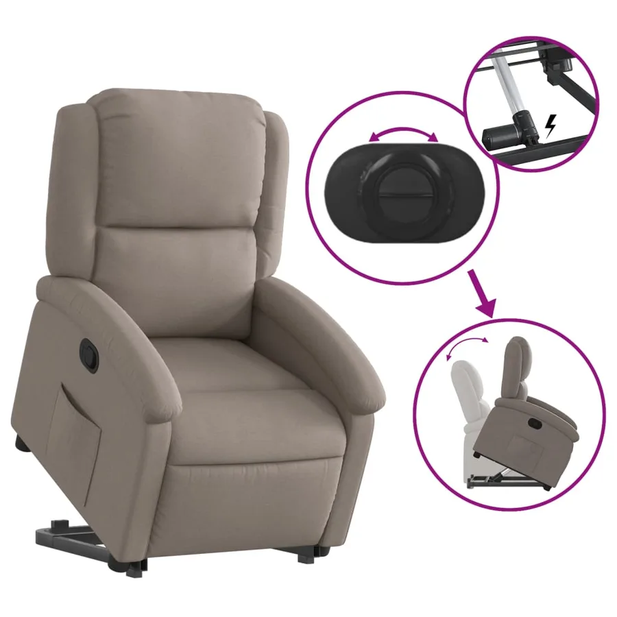 Fauteuil inclinable taupe tissu - 6