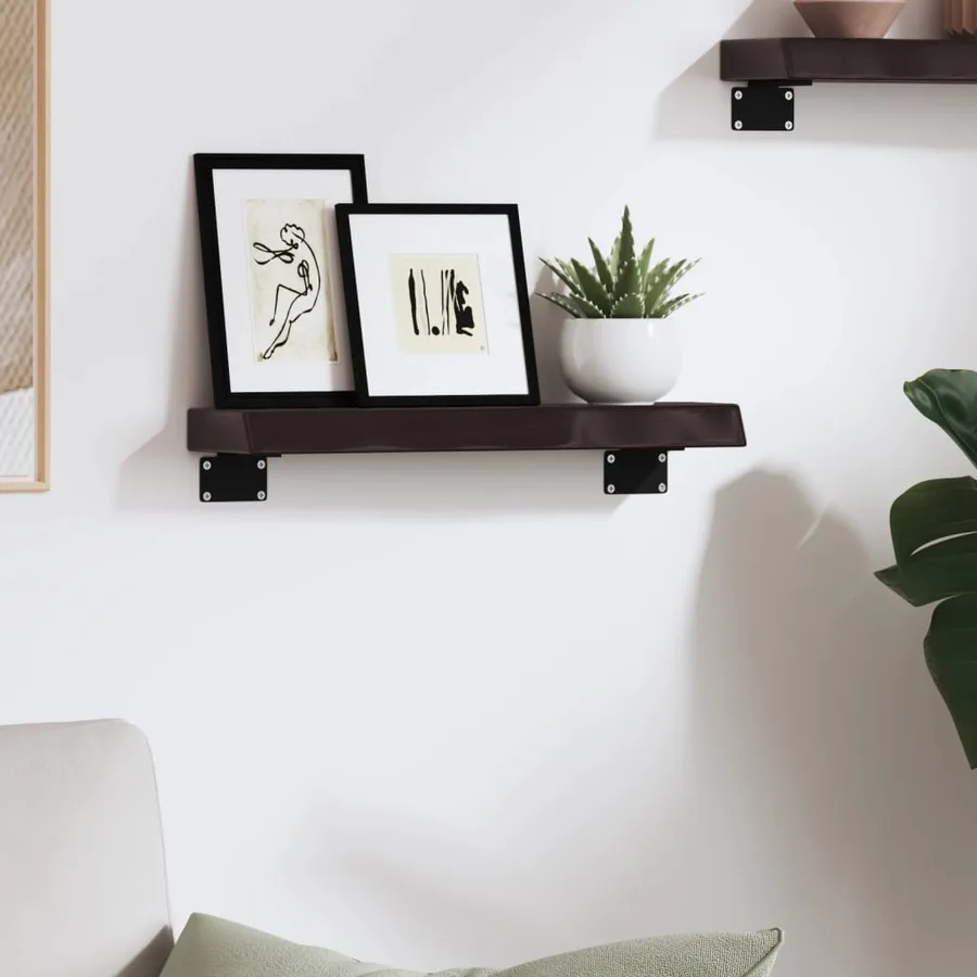 Étagère murale marron foncé 40x10x4 cm bois chêne massif traité - 3