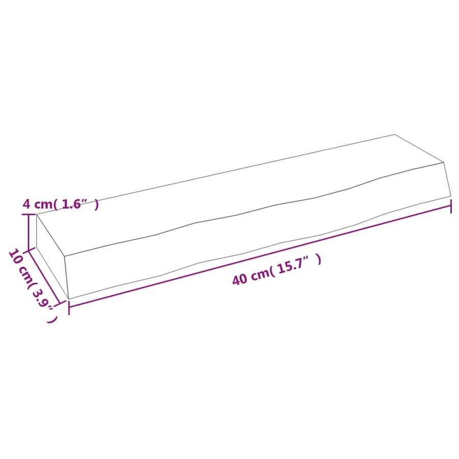 Étagère murale marron foncé 40x10x4 cm bois chêne massif traité - 7