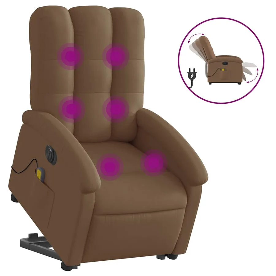 Fauteuil inclinable de massage électrique Marron Tissu - 2