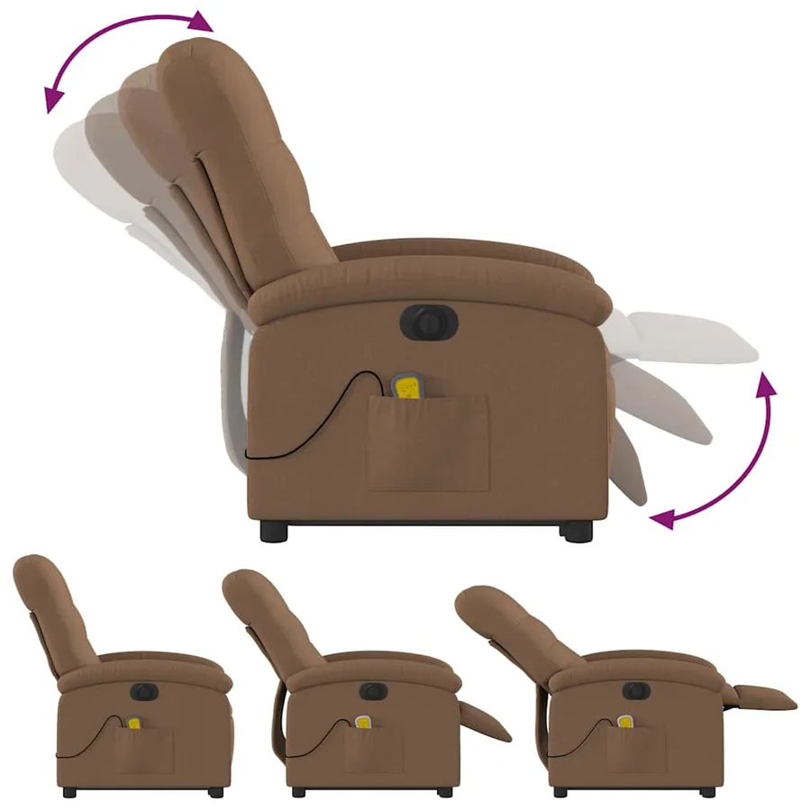Fauteuil inclinable de massage électrique Marron Tissu - 7