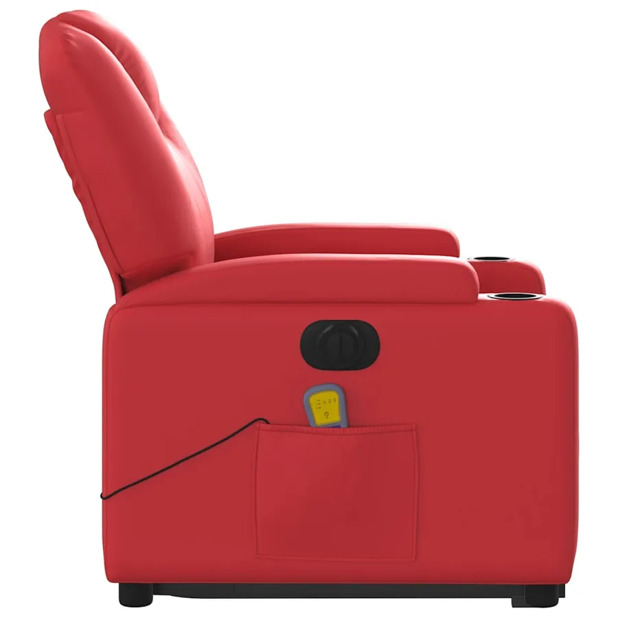 Fauteuil inclinable de massage électrique rouge similicuir - 10